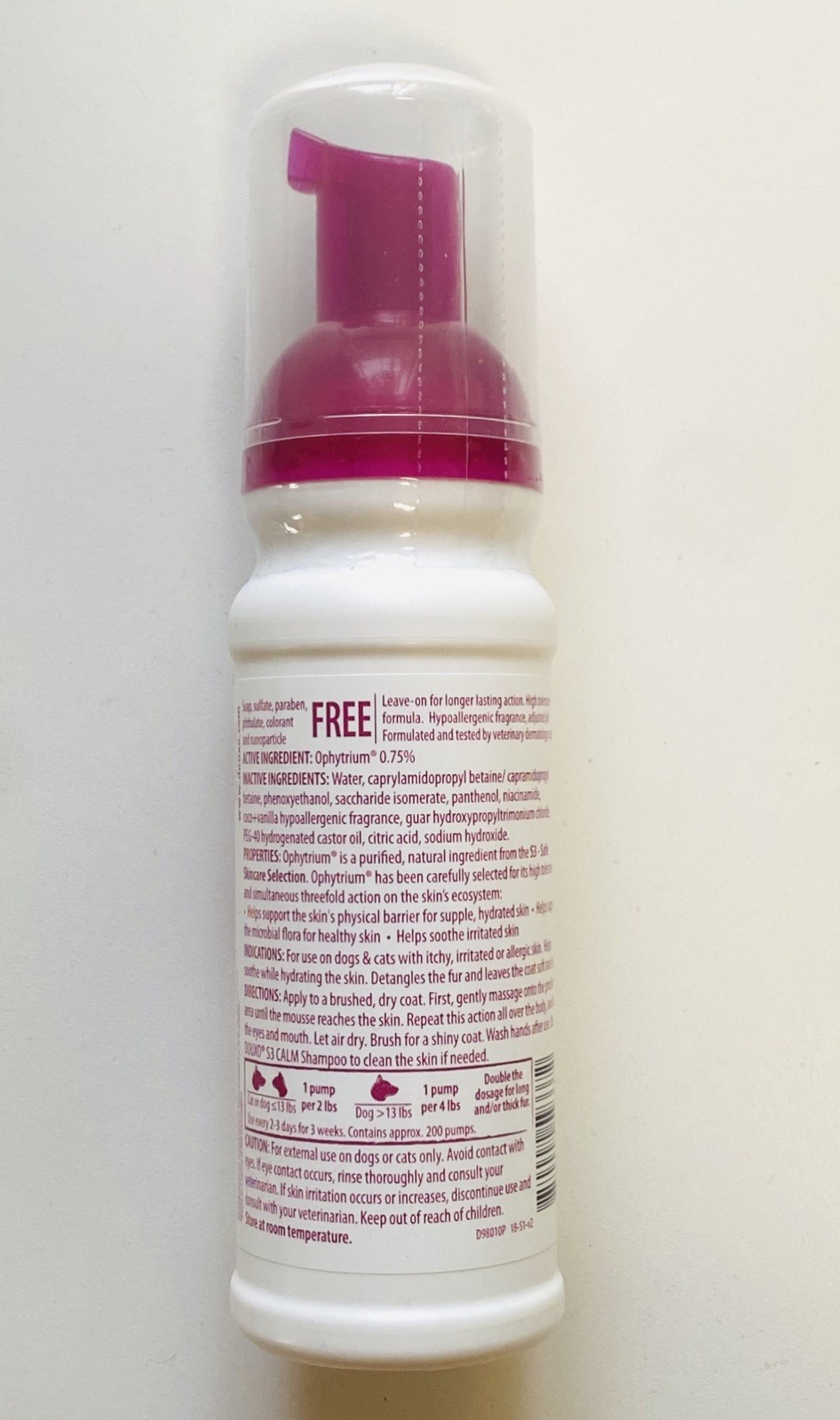 DOUXO S3 Calm Mousse for Dogs & Cats 5oz EXP 08/2028
