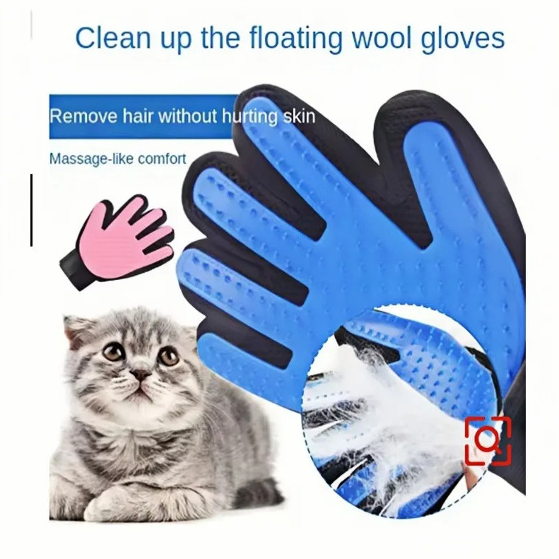 1 pair Pet Hair Remover Glove Comb Dog Cat Grooming Deshedding Massage Brush