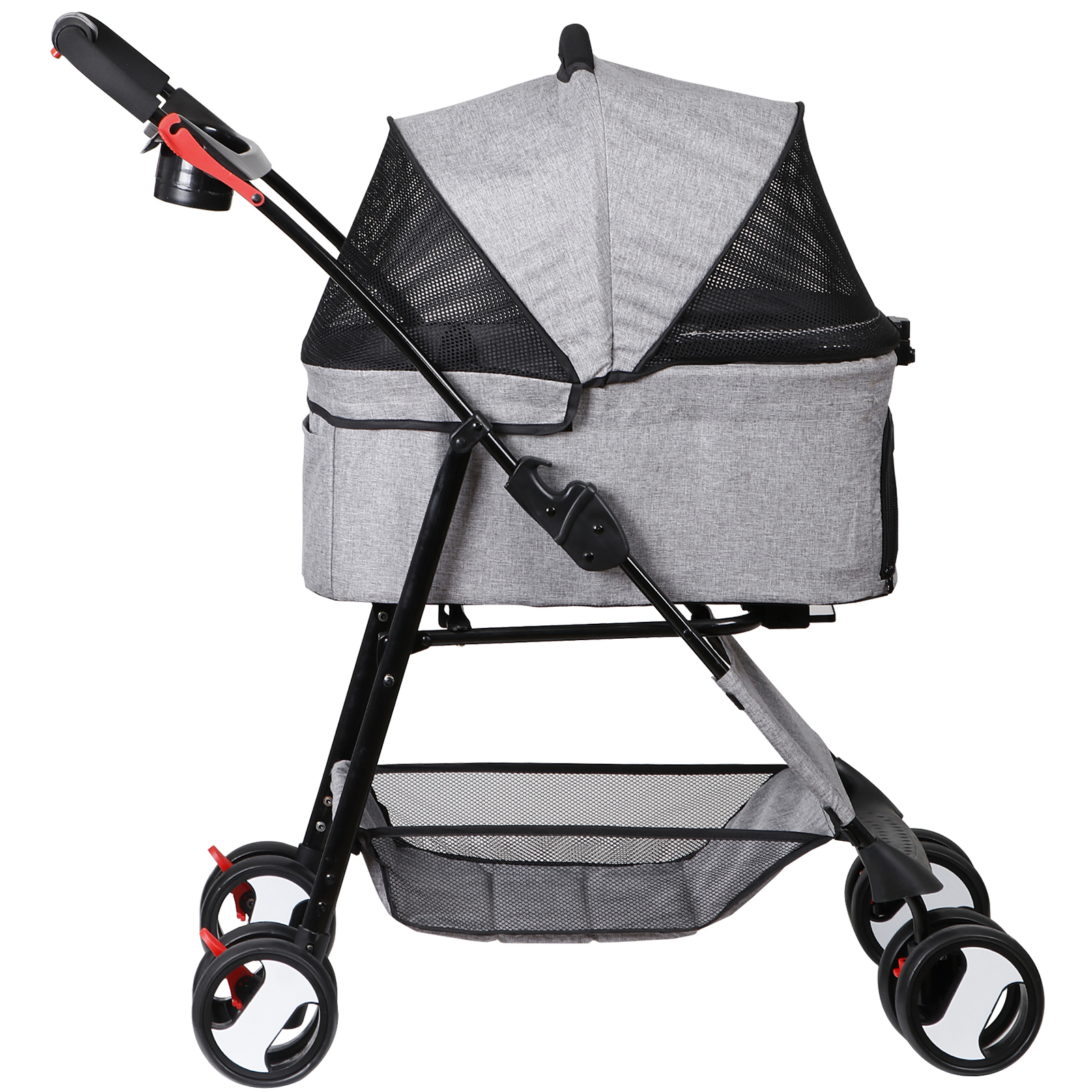 3 in 1 Folding Dog Stroller Pet Stroller for Medium Dog w/Removable Carrier Gray