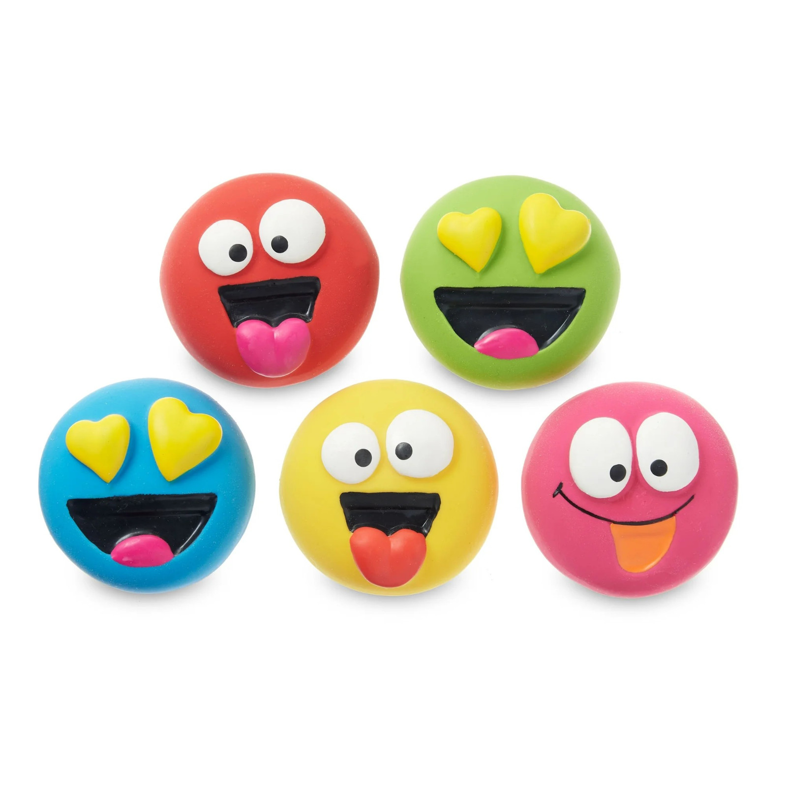(2 pack) Vibrant Life 5pk EMOTICON LATEX DOG TOY,Comfort Squeak