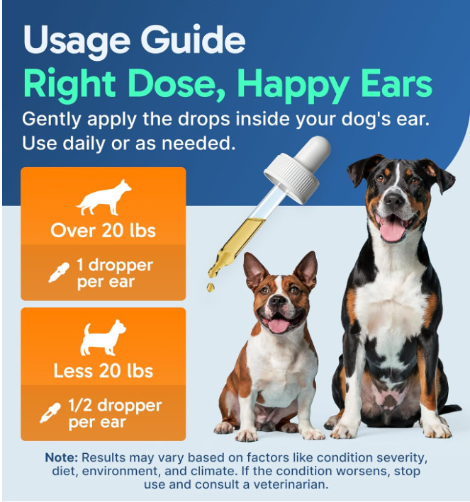 Ear Clear, Natural Dog Ear Cleaner and Infection Treatment for Dogs, Dog Drops