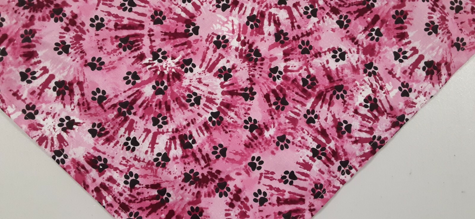 Bandana/Scarf, Tie On/Slide On, Pink, Tie Dyed, Paw Prints, S,M