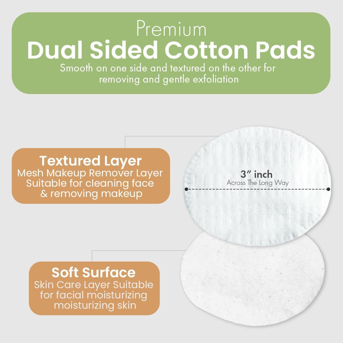 Premium Cotton Ovals (100 Count) – Dual-Sided 3” Medium-High Absorbency Large Co