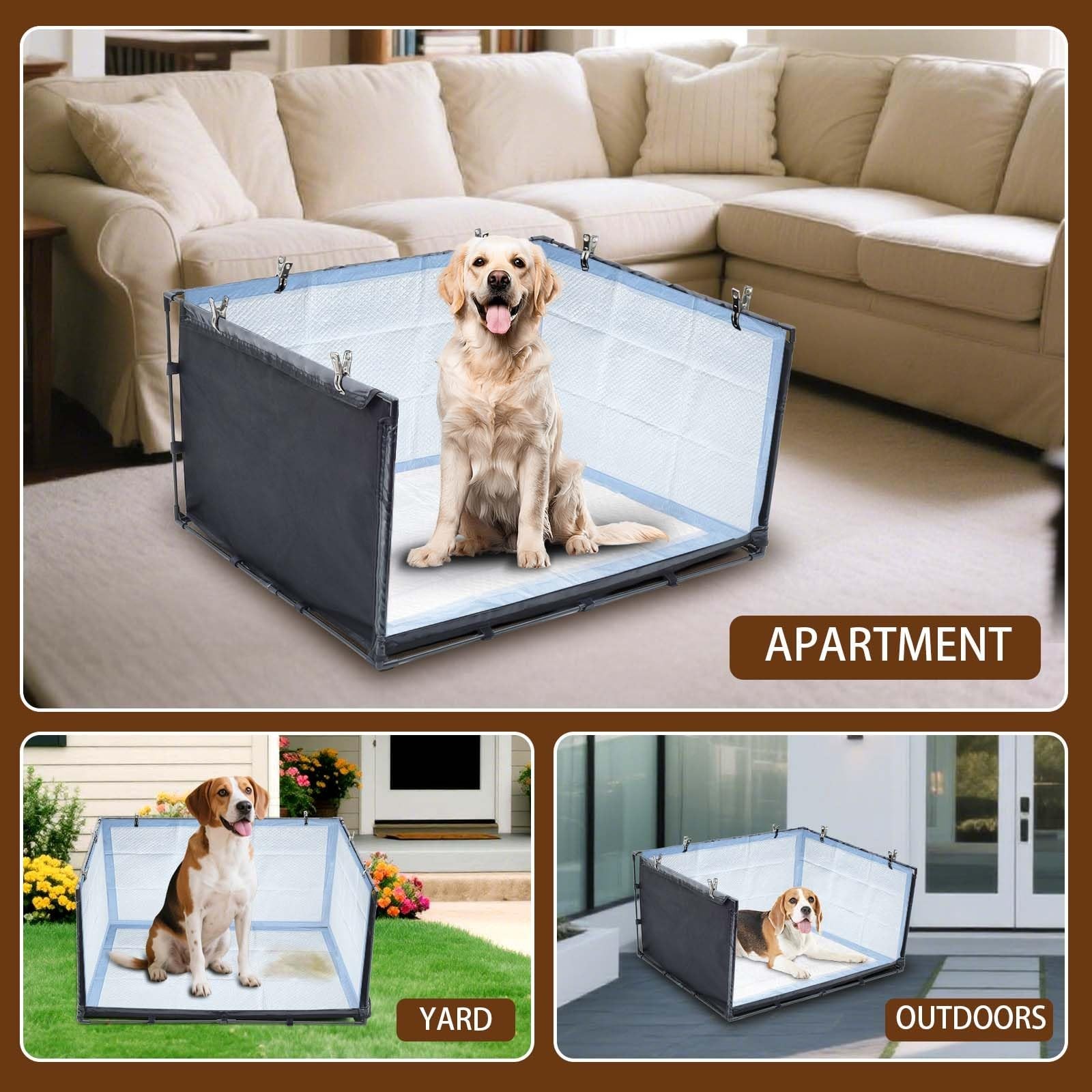 Dog Litter Box Indoor for Medium Dogs,Pee Pad Holder with High Walls(34.64″*2…