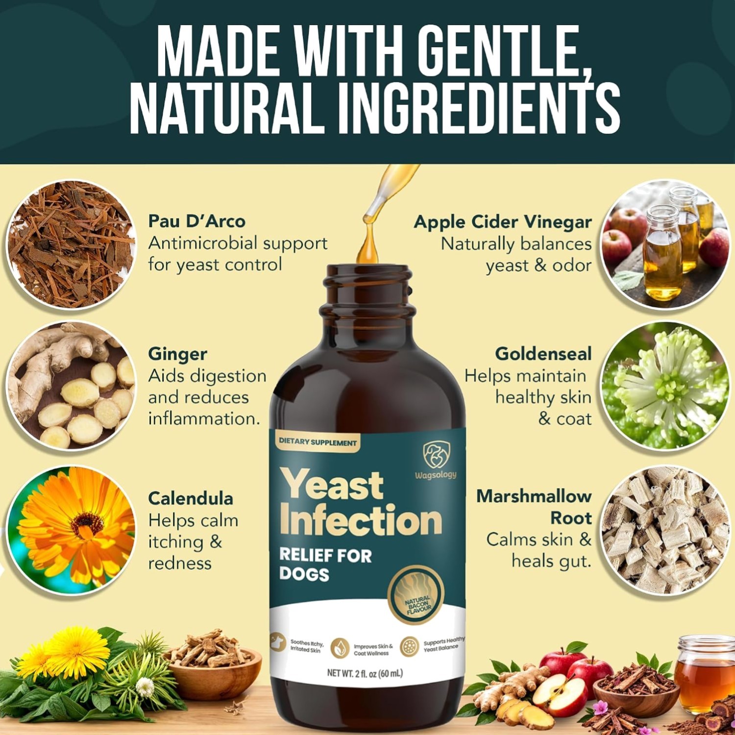 Yeast Infection Treatment for Dogs Drops 7 in 1 Formula Soothes Itchy & Irrit…