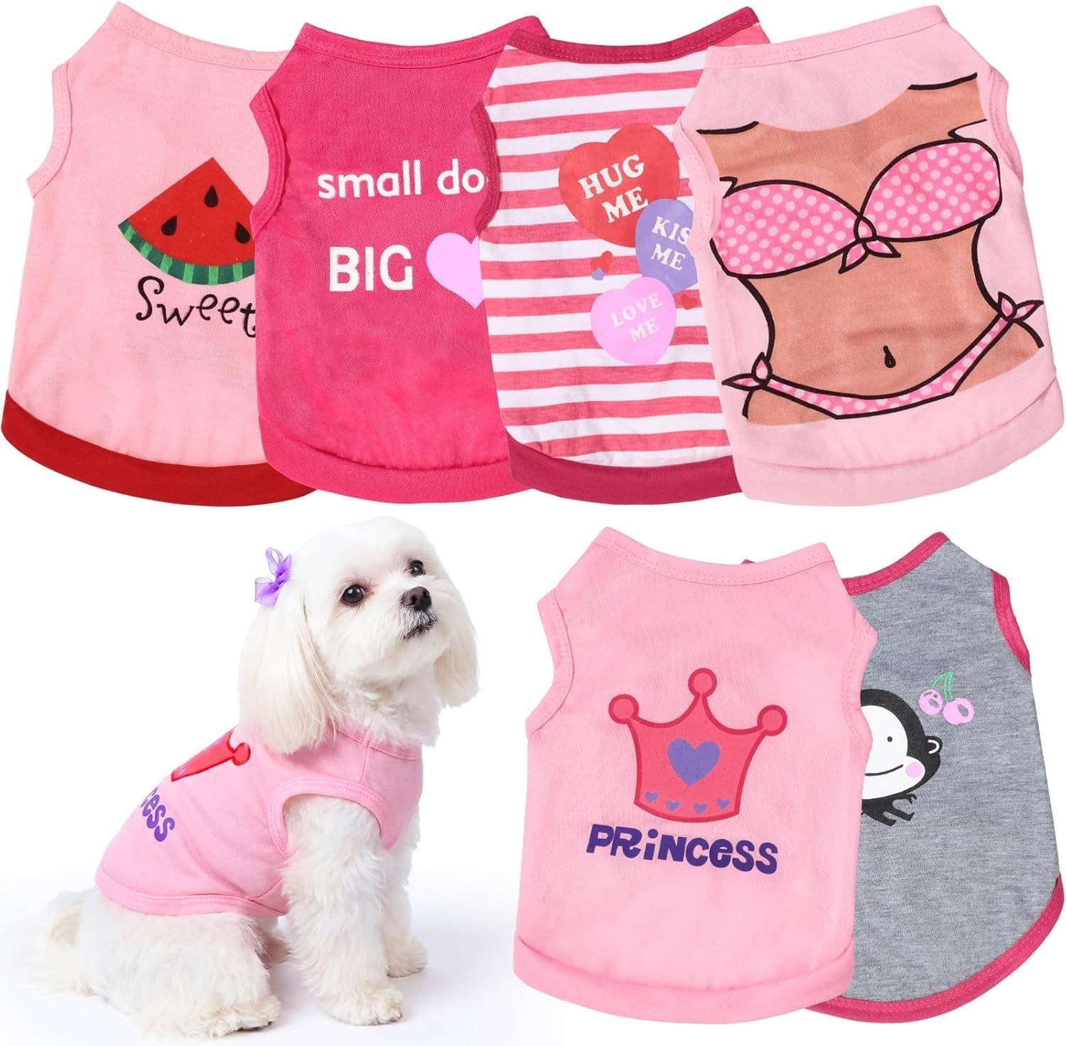 6 Pieces Small Puppy Shirts for Boy Dog Clothes Pet Dogs T Shirt Chihuahua Cl…