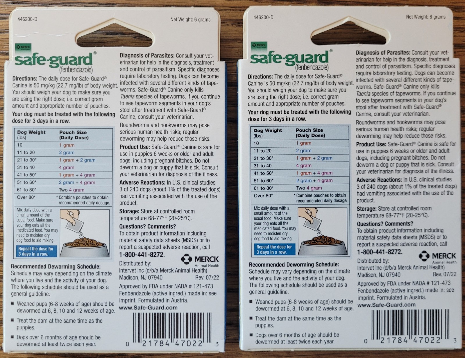 2 BOXES Safe-Guard MEDIUM Dewormer Canine Dogs Puppies Pet WORMER Merck