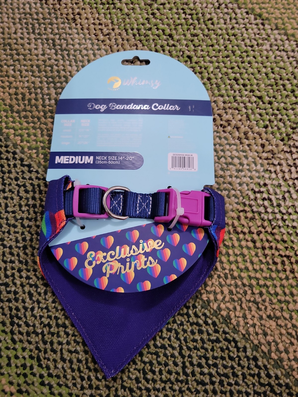 Rainbow Dog Bandana Collar – MEDIUM – Reversible – High Quality – Whimsy – NWT