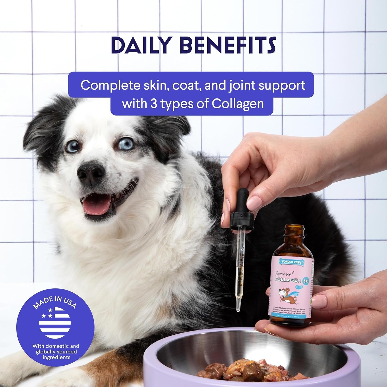 Premium Collagen for Dogs – Liquid Collagen for Dogs with Hyaluronic Acid – 4 oz