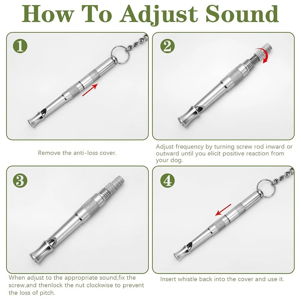 Dog Training Whistle Ultrasonic Adjustable High Pitch Call Recall Stop Barking