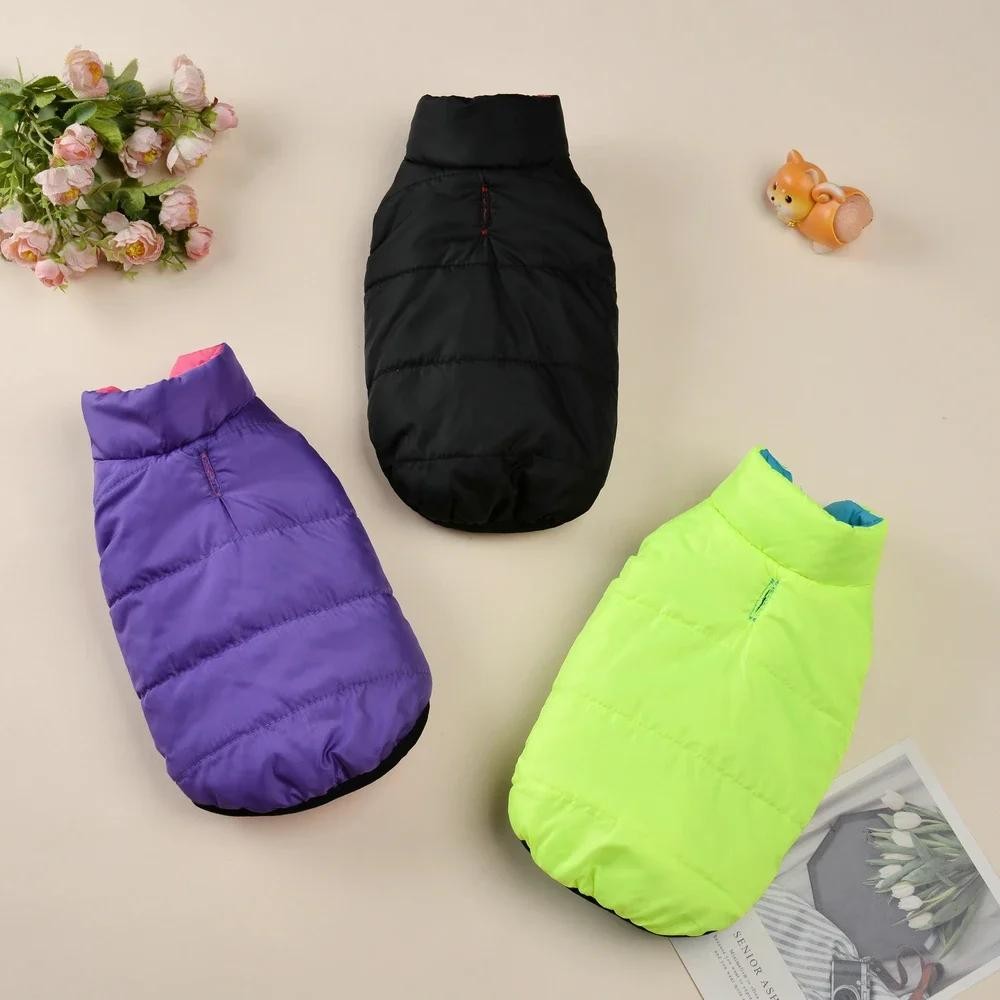 Reversible Waterproof Dog Jacket with Zipper Warm Windproof Pet Coat