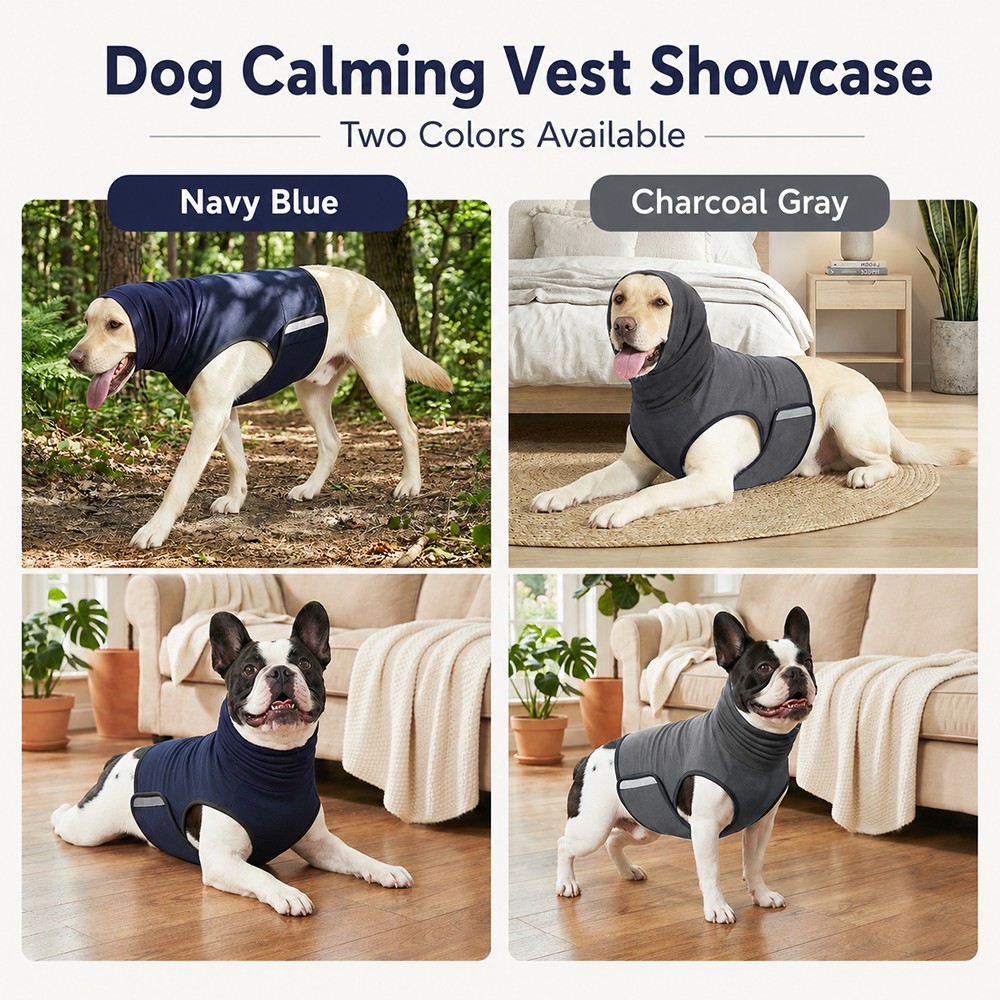 Dog Anxiety Vest with Hood Calming Wrap Stress Relief Coat for Thunder Fireworks