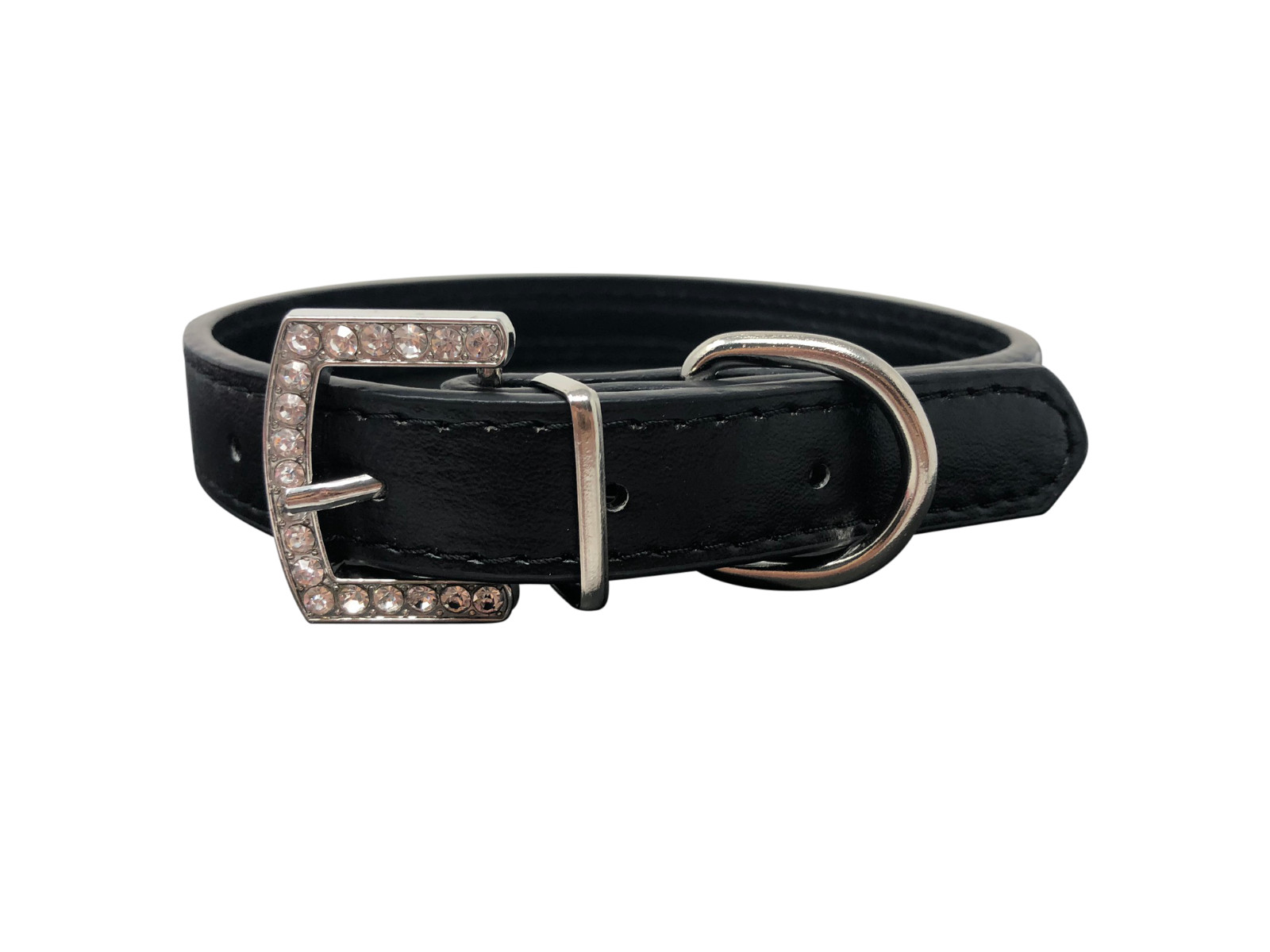 Dog Collar Rhinestone Crystal Bling Bone Adjustable Faux Leather XS S M L
