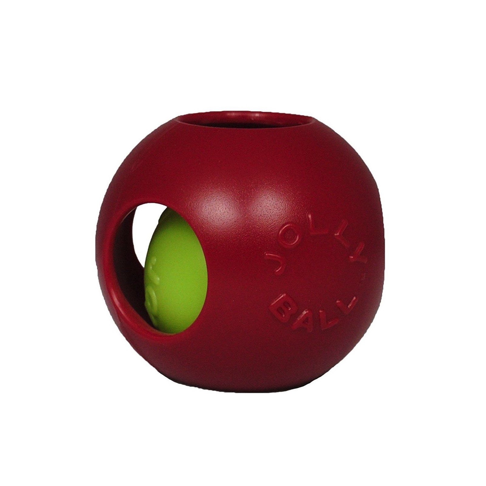 Jolly Pets Teaser Ball 8 inch Red Hard Plastic plus Squeaker Toy for Dogs