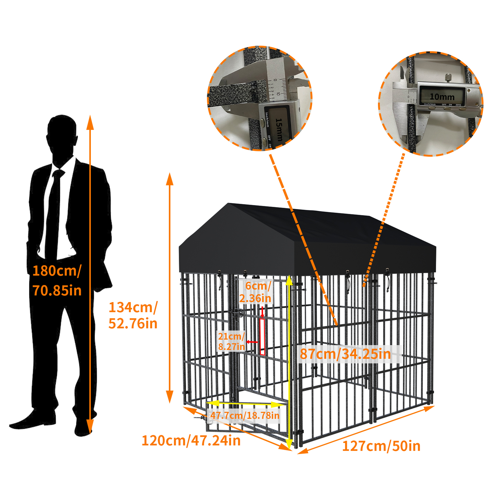 Heavy Duty Dog Kennel Upgrade Antirust Metal Pet Playpen Large Animal Cage House
