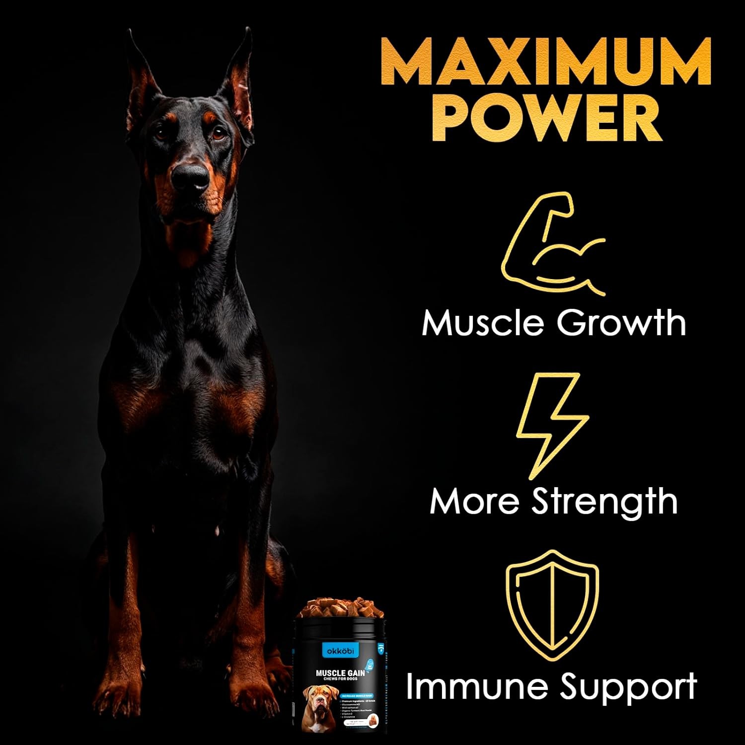 11-in-1 Muscle Gain Chews for Dogs, High Protein & Amino Acids, 150 Chews – Chic