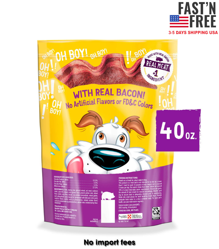 Purina Beggin’ Strips Dog Treats Original Real Bacon Flavor Tender Chews, 40 oz