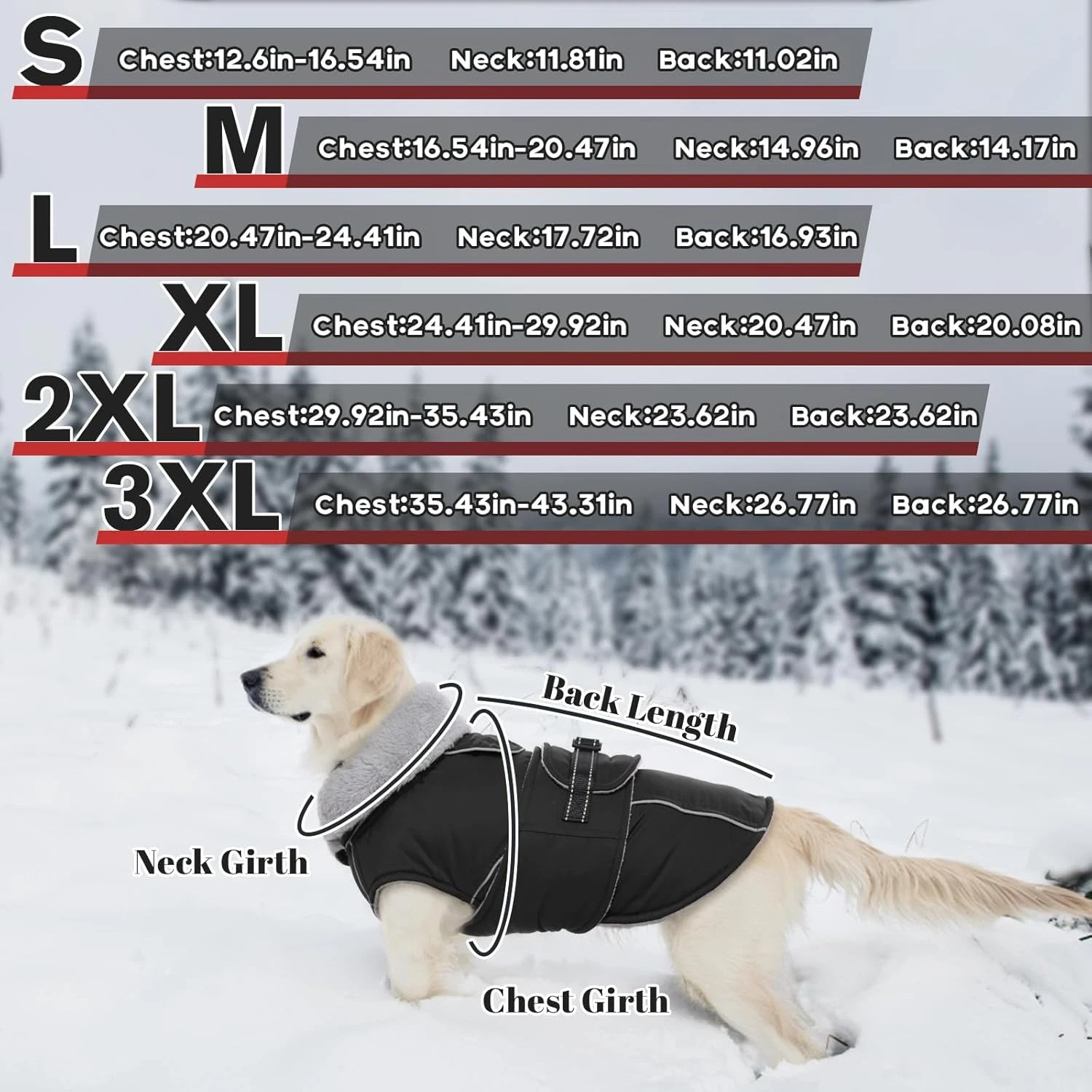Warm Dog Coats for Large Dogs Waterproof Dog Jacket Reflective Pet Fleece Vest W