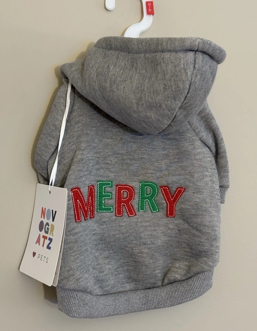 Novogratz Hoodie Dog Jacket XTRA SMALL GRAY Merry – Holiday Wear. NEW WITH TAGS