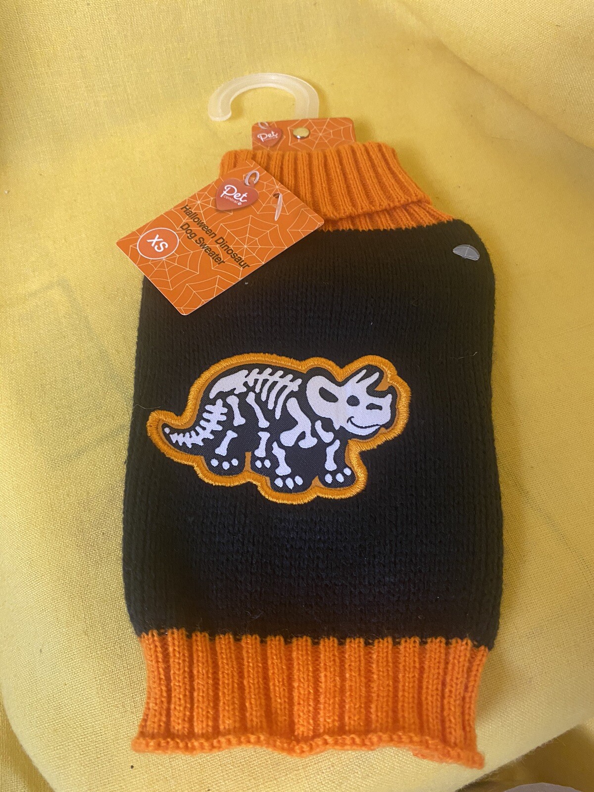 Pet Central BLACK CAT & DINOSAUR Dog Sweater Size Xtra Small (Lot of 2)