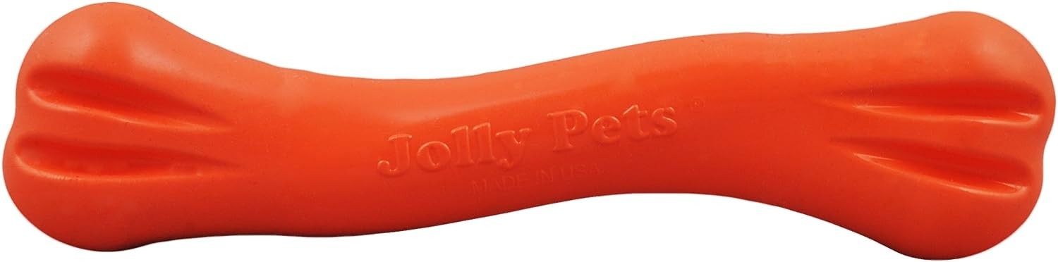 Jolly Pets Jolly Bone Durable Interactive Float Chew Dog Toy Orange XLarge