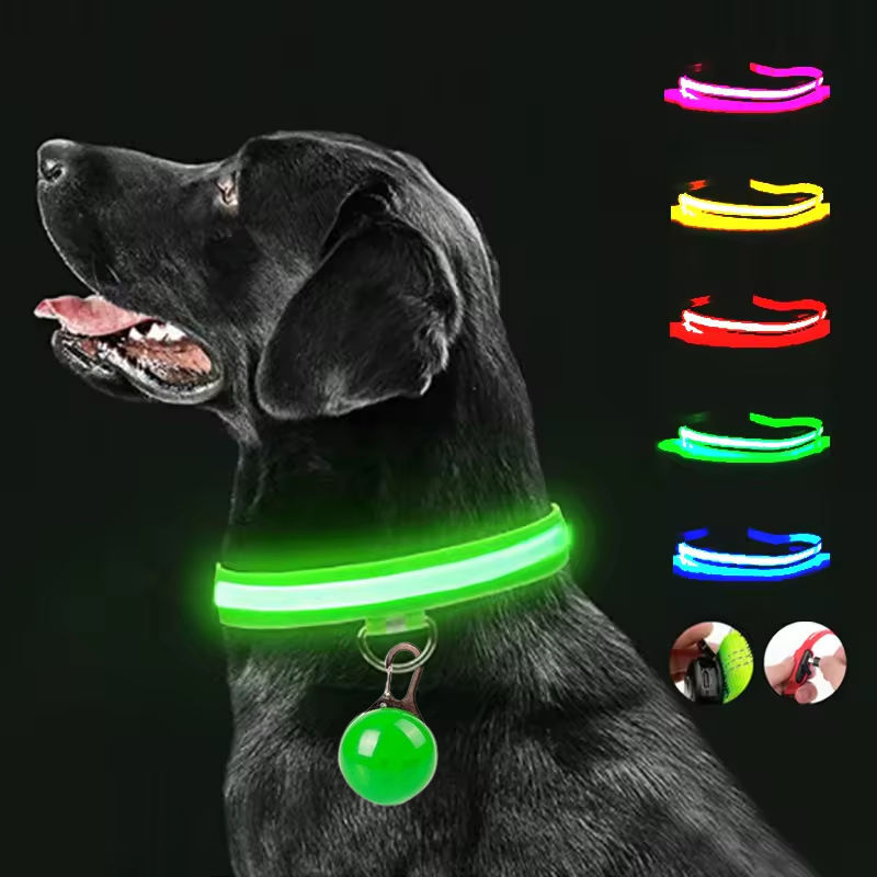 PET LED LIGHT-UP Glow-in-the-dark USB RECHARGEABLE COLLAR Dog Night Safety