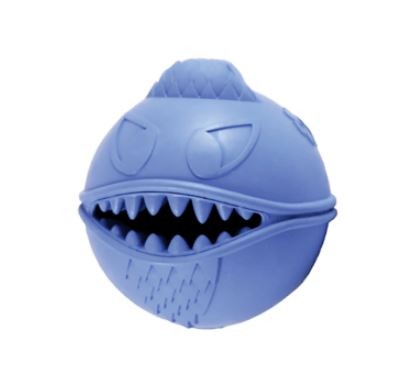 Jolly Pets Monster Ball 2.5 inch Blue Treat Hiding Rubber Toy for Small Dogs
