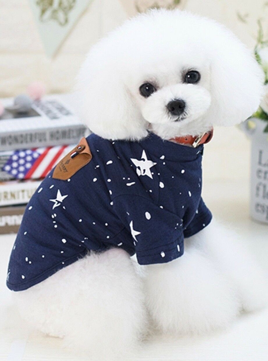 Dog Tee Shirt For Small Dogs, Blue Star Pattern, S M L XL