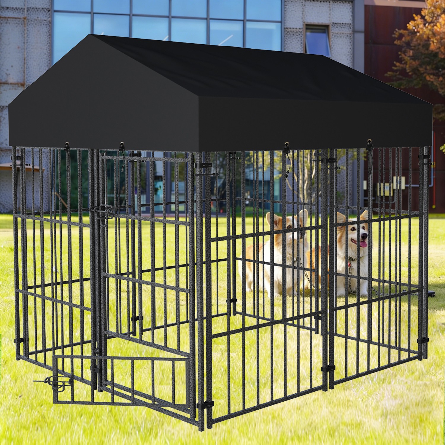 Large Outdoor Dog Enclosure Heavy Duty Dog Cage with Roof Thicken Kennel Fence