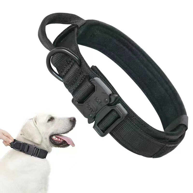 Tactical Military Dog Training Collar Adjustable Metal Buckle with Handle M L XL