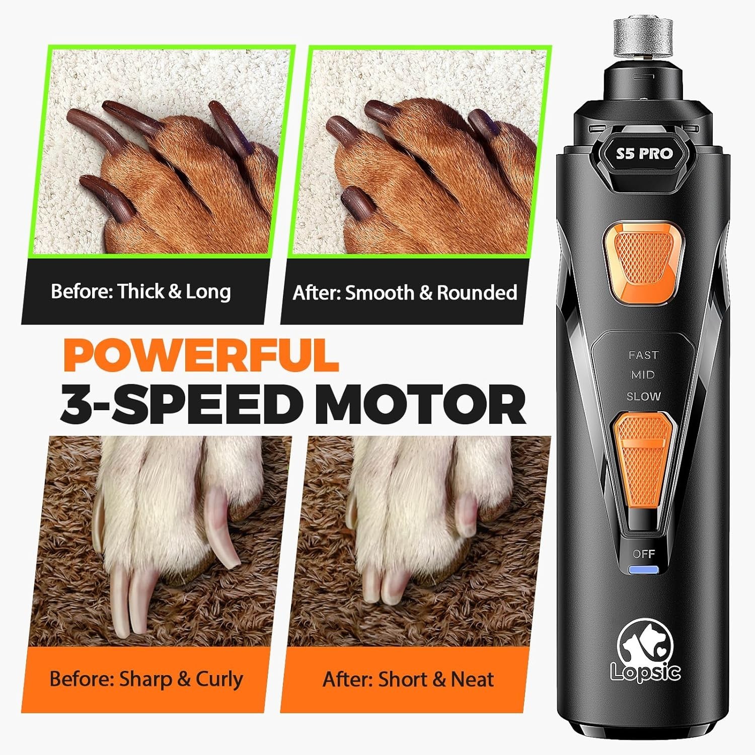 Upgraded Silent Groom Pro Nail Grinder Heusom Silent Grind Pro for Dogs Nail