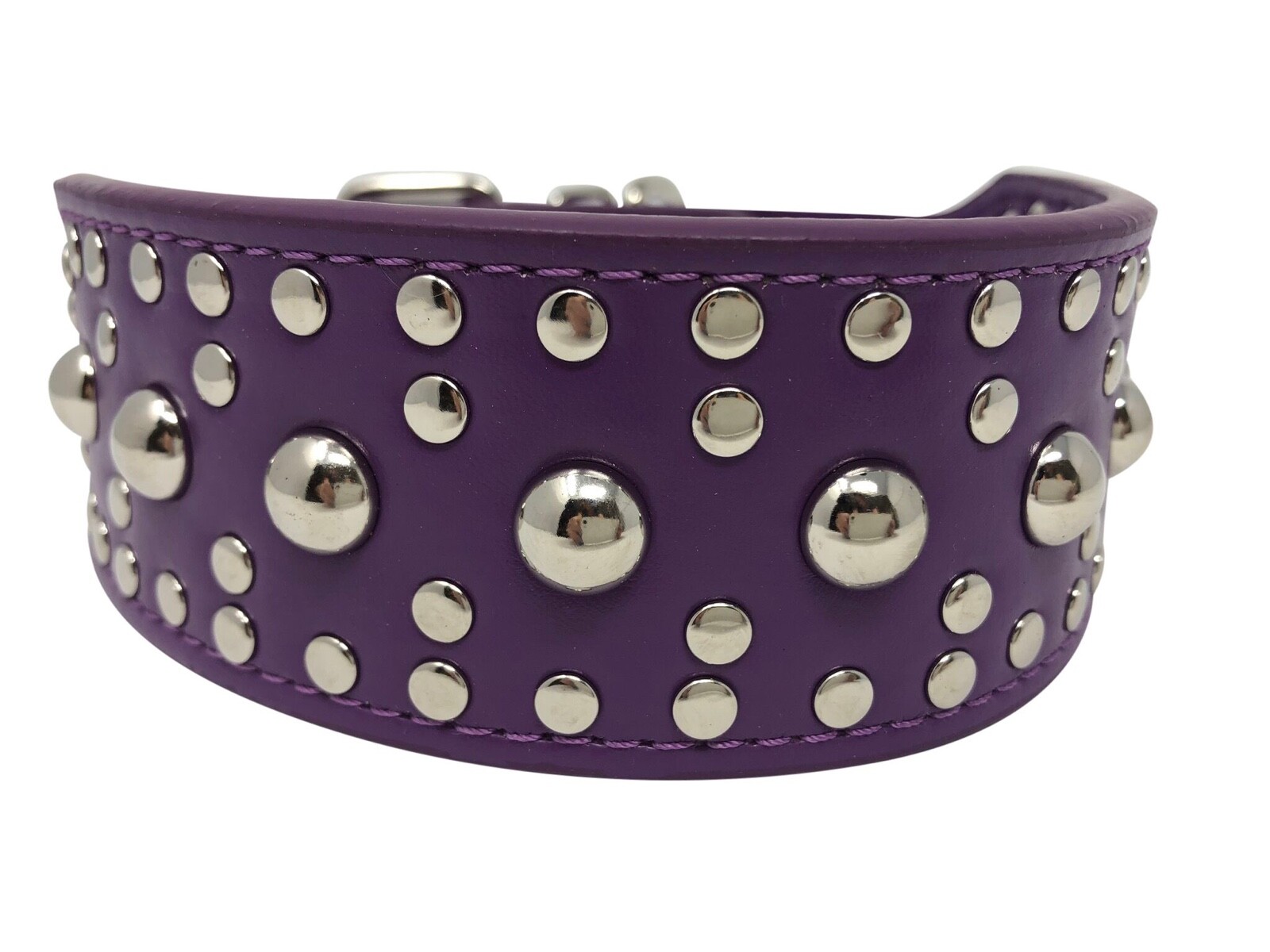 Dog Collar Studded Rivet Adjustable Faux Leather 2″ wide S M L XL 13 Colors