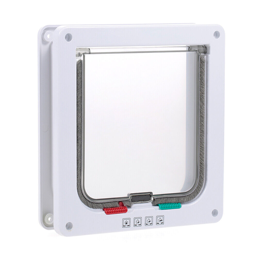 S/M/L/XL Pet Flap Door Frame Dog Cat Magnetic Lock Square Gate 4 Ways Lockable