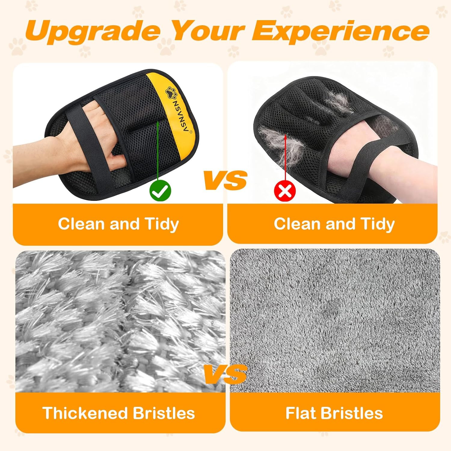 Pet Hair Removal Glove for Cats Dogs, Washable Reusable Animal Fur Removal Tool,