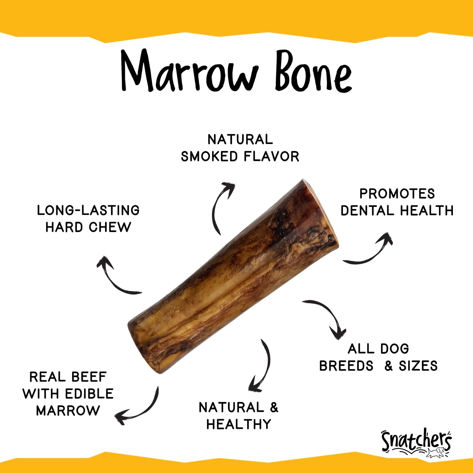All-Natural Smoked Bone Marrow Dog Chew – Long-Lasting Beef Bone Treat
