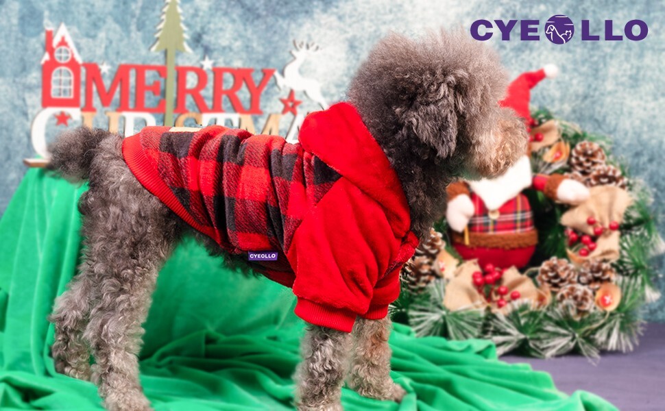 Dog Sweater Hoodie Warm Flannel Sweatshirt Thermal Buffalo Plaid Winter Coat