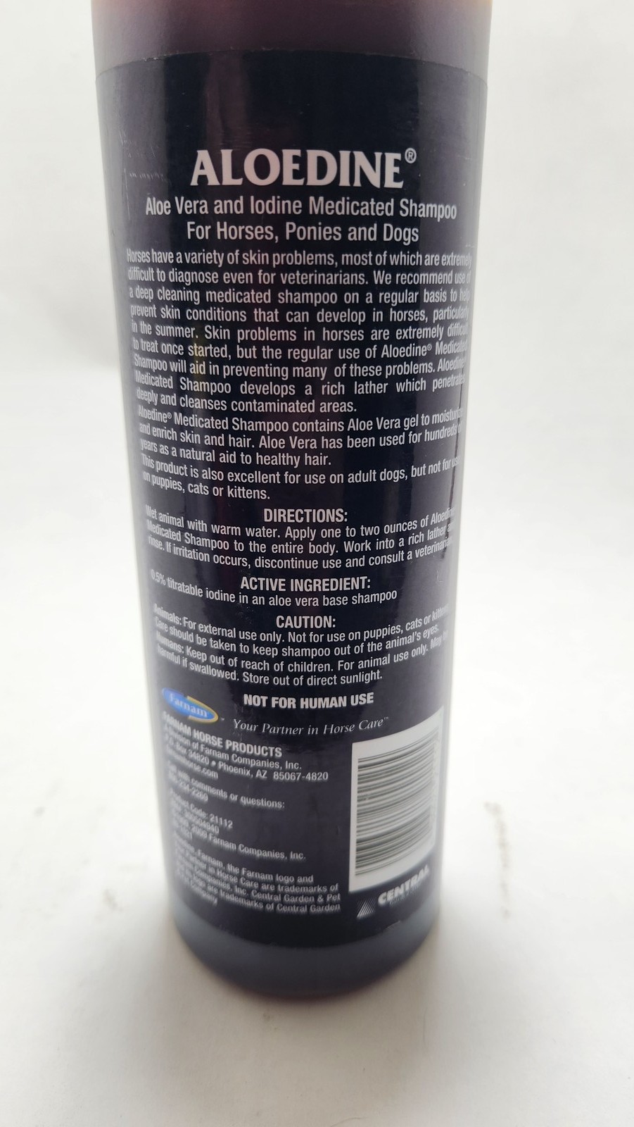 Farnam ALOEDINE Aloe Vera Iodine Medicated Shampoo 16 fl oz Horse and Dog