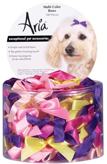 LOT 100 pc BOW Small DOG Grooming SATIN RIBBON HAIR BOWS 3/8×1 1/2″w/Rubber band