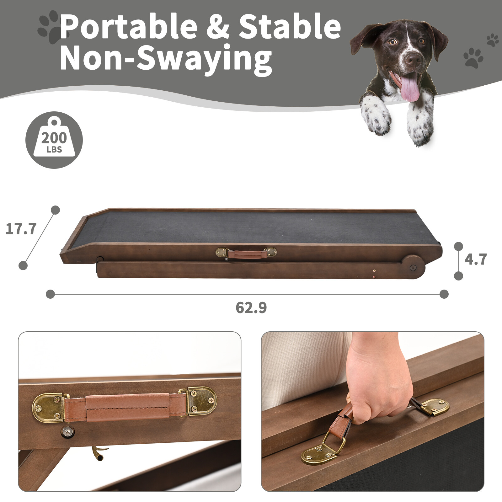 NAIZEA 63″ L Dog Ramp, Extra Large Adjustable Folding Pet Ramp With Side Rails