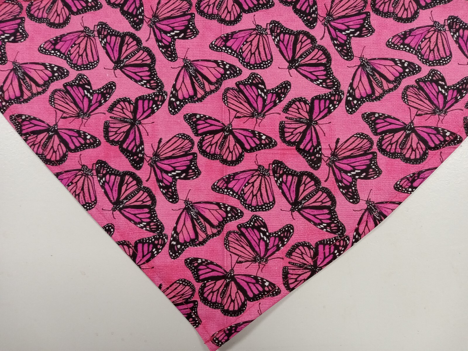 Dog Bandana/Scarf, Tie On, Monarch, Butterflies, Pink, M, L