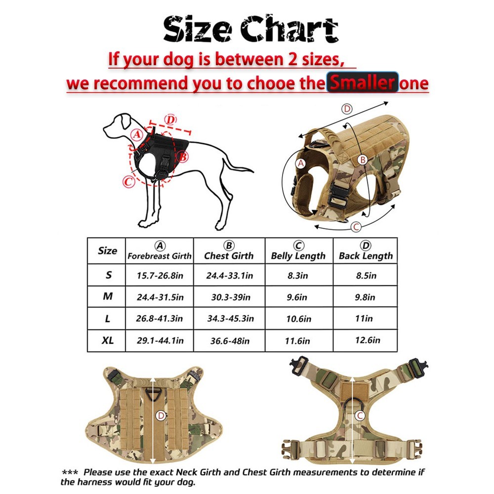 Tactical Dog Vest Kit with dog leash dog collar and Multiple Accessories