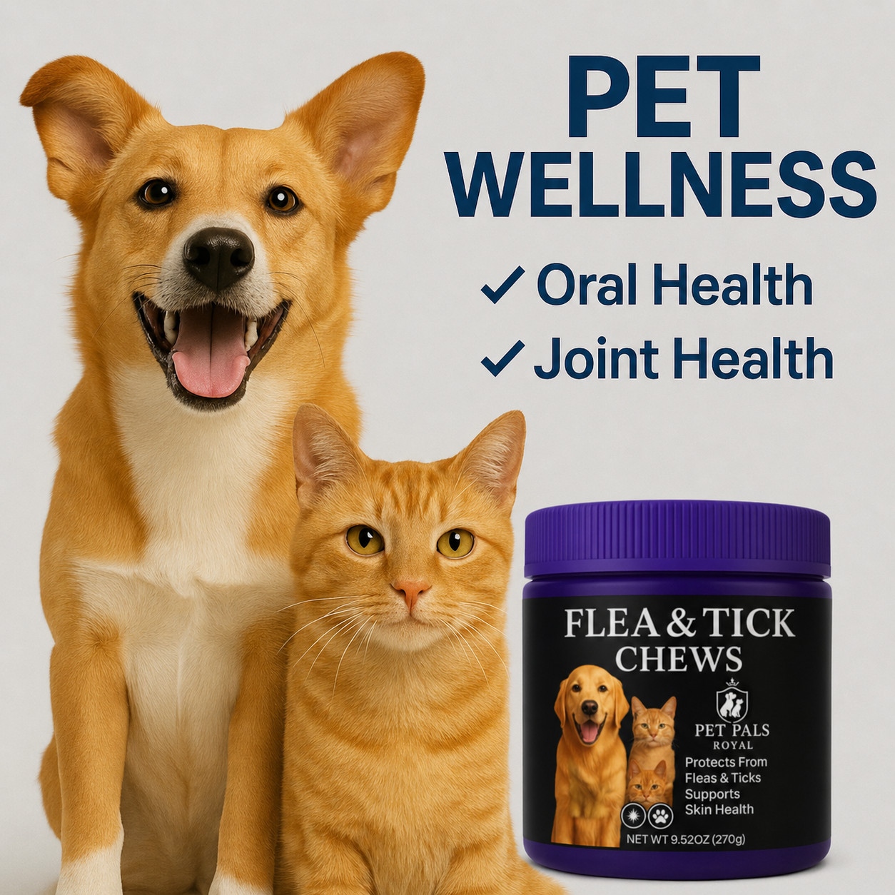 Natural Dog & Cat Flea and Tick Prevention 100Chews for All Breeds Ages & Sizes