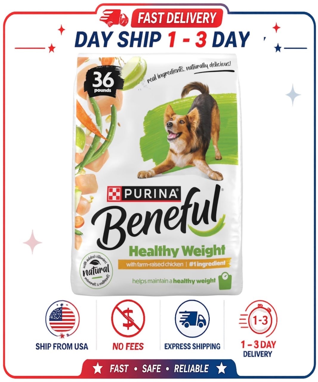 Purina Beneful Healthy Weight Dry Dog Food Farm Raised Chicken 36 lb