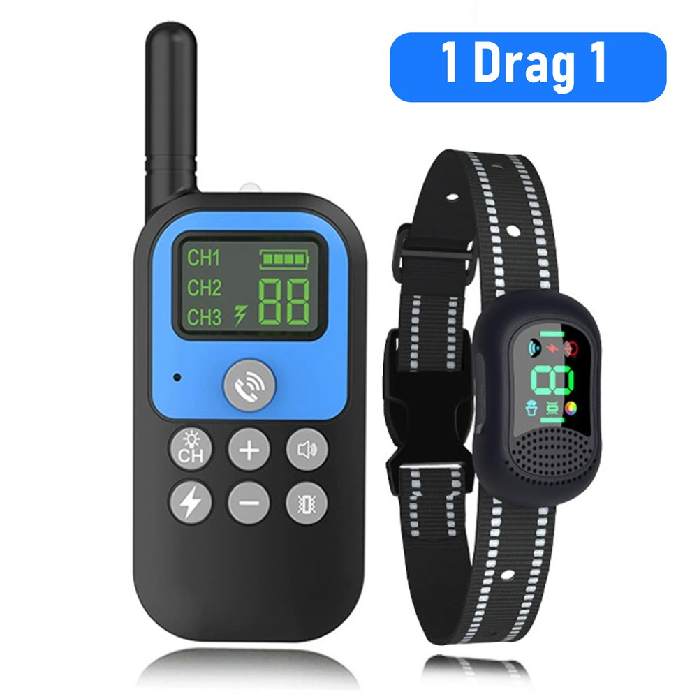 1 Drag-1/2/3 Pet Dog Remote Control Anti Barking Collar Training Collar Shock