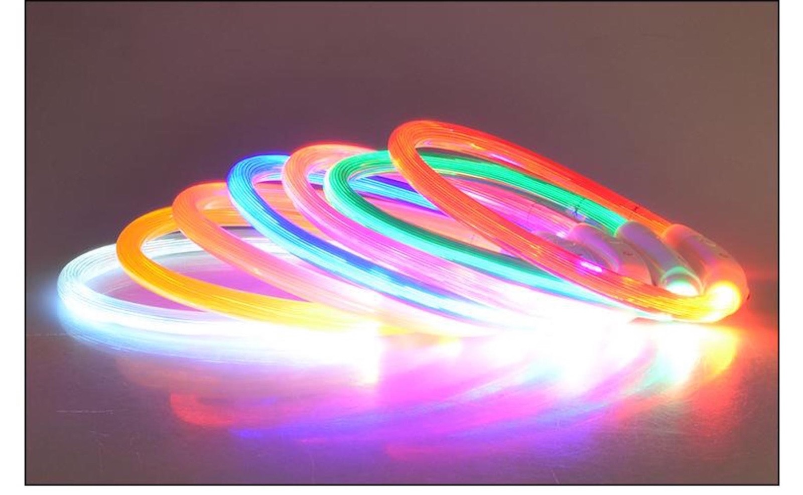 PET LED LIGHT-UP Glow-in-the-dark USB RECHARGEABLE COLLAR Dog Night Safety Flash