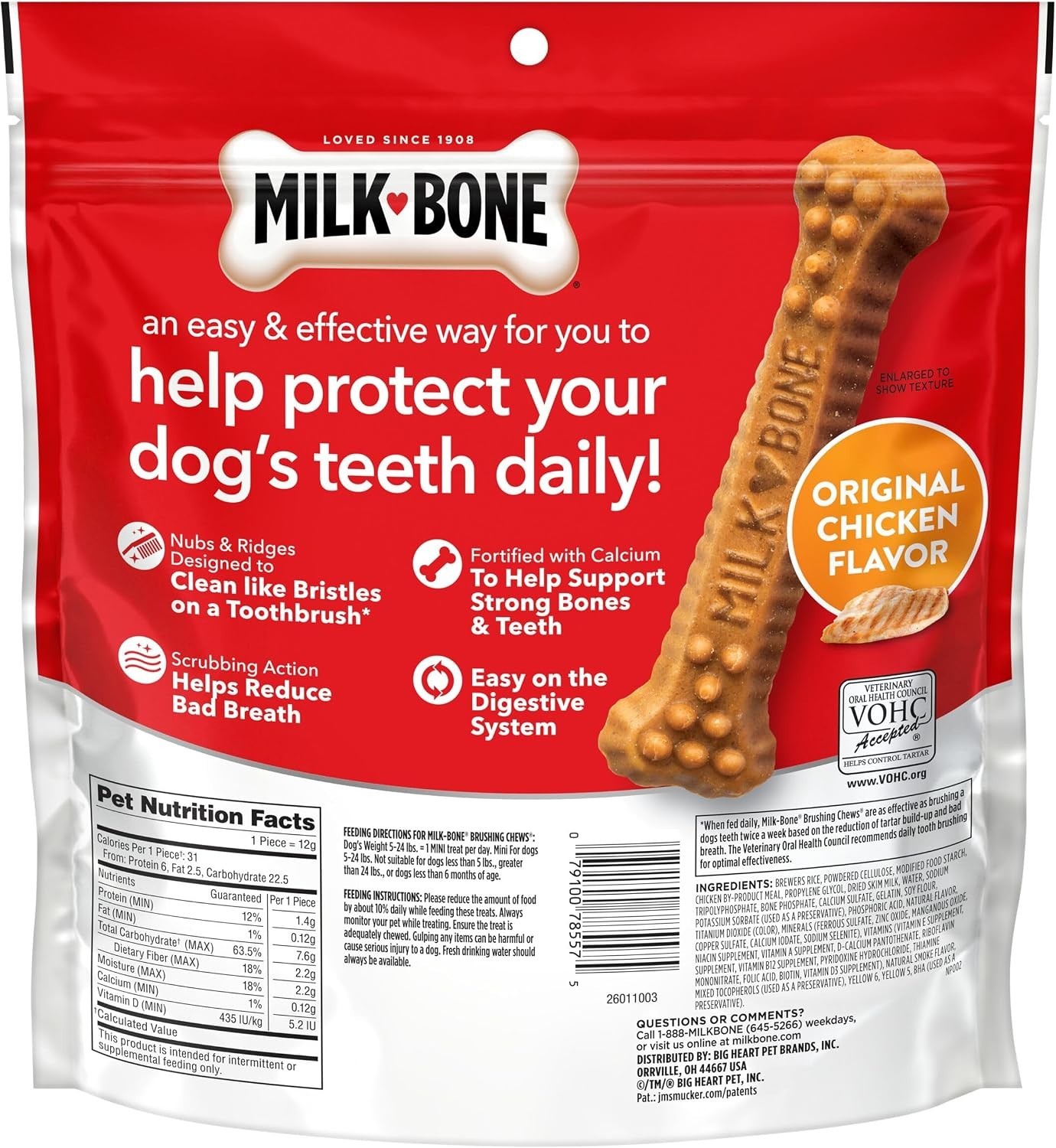 Milk-Bone Brushing Chews Mini Stick Daily Dental Dog Treats 48 counts 18.9oz Bag