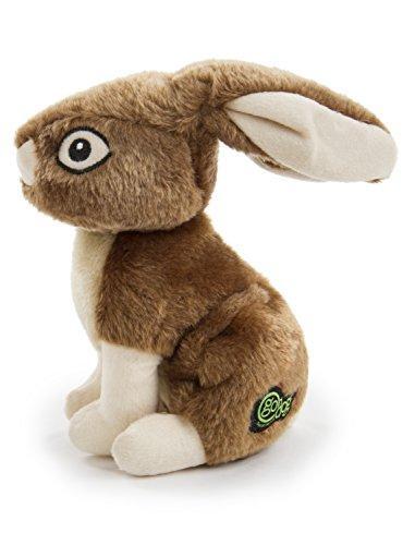 goDog Wildlife Rabbit Squeaky Plush Dog Toy, Chew Guard Technology – Brown,