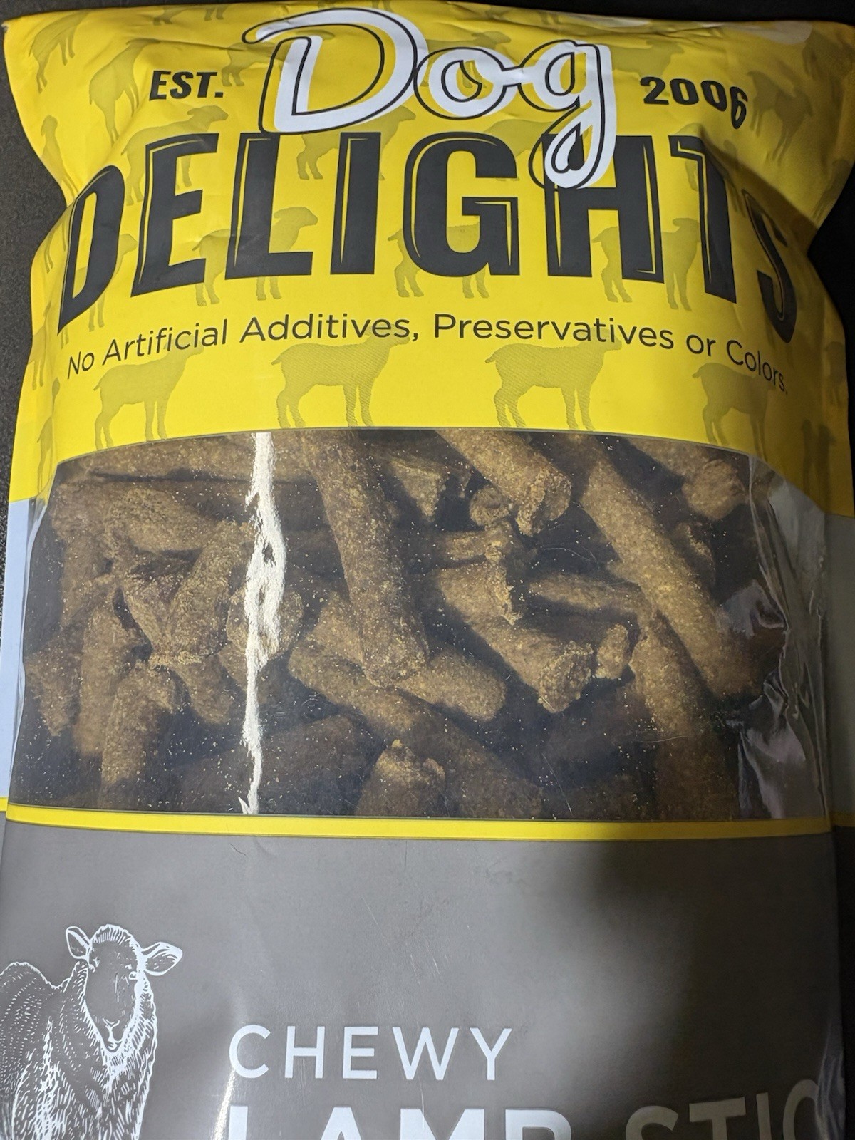 DOG DELIGHTS Chewy Lamb Stick Dog Treats 44oz Bag – All Natural Training Treat