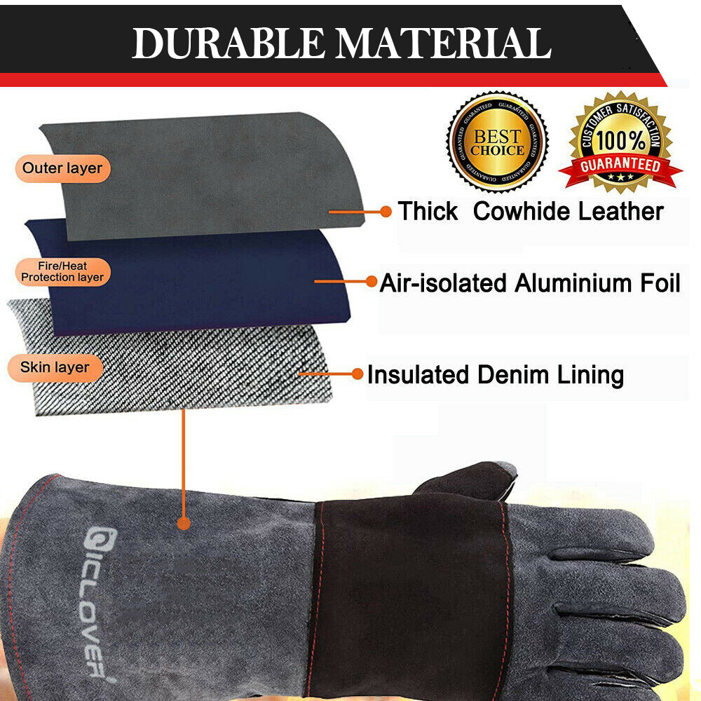 Heavy Duty Snake Animal Handling Scratch Bite Proof Leather Protective Gloves