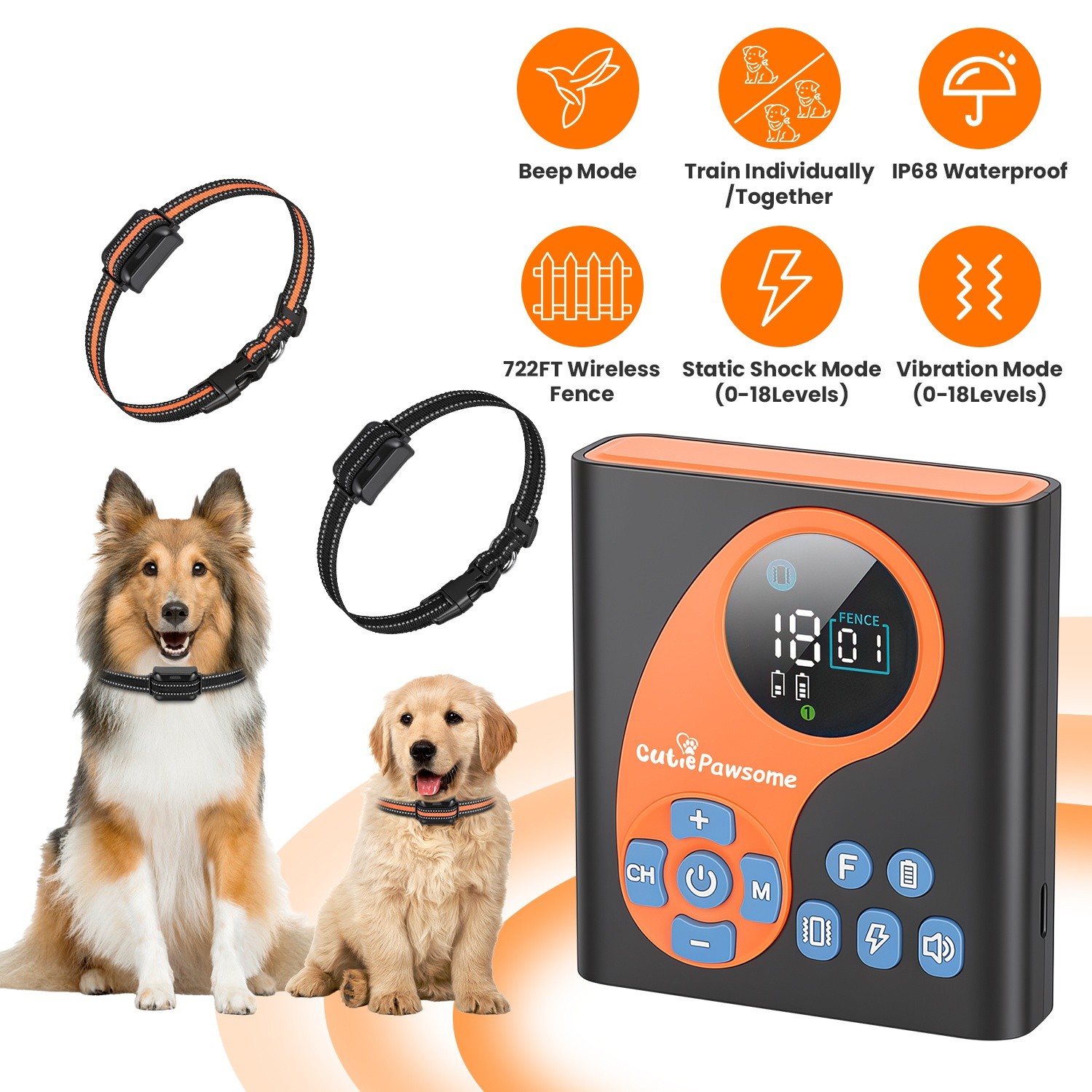 2IN1 Wireless Dog Fence System Pet Containment Boundary Control &Training collar